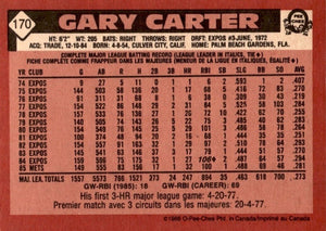 Gary Carter 1986 O-Pee-Chee Series Mint Card #170