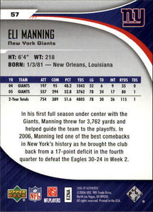 Eli Manning 2006 SP Authentic Series Mint Card #57