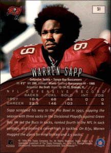 Warren Sapp 1998 Topps Finest Series Mint Card #51