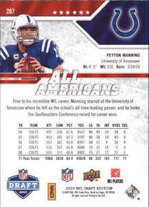 Peyton Manning 2009 Upper Deck Draft Edition All Americans Series Mint Card #287