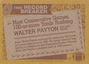 Walter Payton 1986 Topps Series Mint Card #7