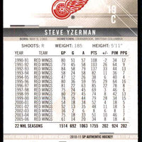 Steve Yzerman 2010 2011 Sp Authentic Mint Card #57