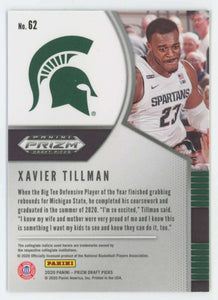 Xavier Tillman 2020 2021 Panini Draft Picks Silver Series Mint Rookie Card #62