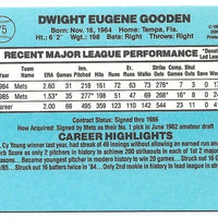 Dwight Gooden 1986 Donruss Series Mint Card #75