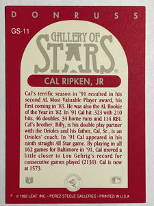 Cal Ripken Jr 1992 Donruss Gallery of Stars Series Mint Card #GS -11
