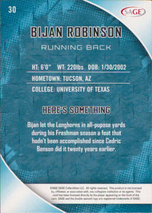 Bijan Robinson 2023 Sage Series Mint Rookie Card #30
