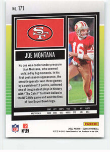 Joe Montana 2022 Panini Score Series Mint Card #171