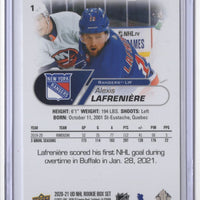 Alexis Lafreniere 2020 2021 Upper Deck NHL Star Rookies Card #1