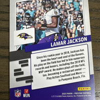 Lamar Jackson 2023 Panini Prestige Xtra Points Prestigious Pros Series Mint Card #PP-21