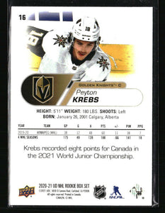 Peyton Krebs 2020 2021 Upper Deck NHL Star Rookies Card #16