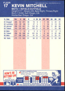 Kevin Mitchell 1987 Fleer Series Mint Rookie Card #17