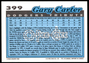 Gary Carter 1992 O-Pee-Chee Tribute Series Mint Card #399