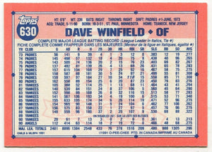 Dave Winfield 1991 O-Pee-Chee Series Mint Card #630