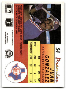 Juan Gonzalez 1991 O-Pee-Chee Premier Series Mint Card #54