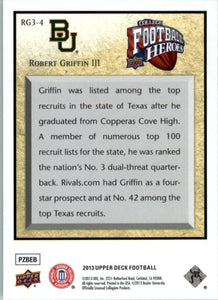 Robert Griffin III 2013 Upper Deck Football Heroes Series Mint Card #RG3-4