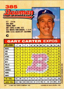 Gary Carter 1992 Bowman Series Mint Card #385