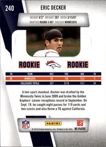 Eric Decker 2010 Panini Prestige Series Mint ROOKIE Card #240