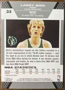 Larry Bird 2007 2008 Topps Co-Signers Series Mint Card #33