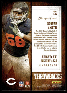 Roquan Smith 2019 Score Throwbacks Series Mint Card #T-6