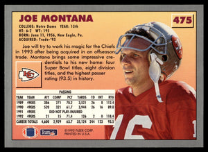 Joe Montana 1993 Fleer Series Mint Card #475