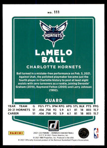 LaMelo Ball 2021 2022 Donruss Series Mint Card #111