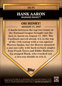 Hank Aaron 2012 Topps Golden Greats Series Mint Card #GG53