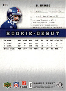 Eli Manning 2006 UD Rookie Debut Series Mint Card #63