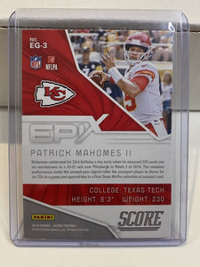 2019 Score Football Epix Game Complete Mint 10 Card Insert Set with Mahomes plus