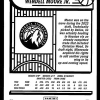 Wendell Moore Jr 2022 2023 Panini Hoops Series Mint Rookie Card #274