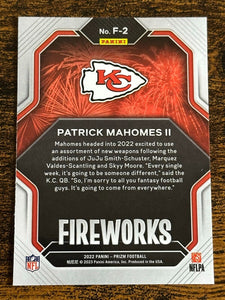 Patrick Mahomes II 2022 Panini Prizm Fireworks Series Mint Card #F-2