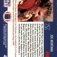 Joe Montana 1990 Pro Set Series Mint Card #408