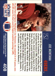 Joe Montana 1990 Pro Set Series Mint Card #408