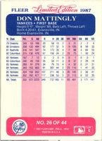 Don Mattingly 1987 Fleer Limited Edition Series Card #26
