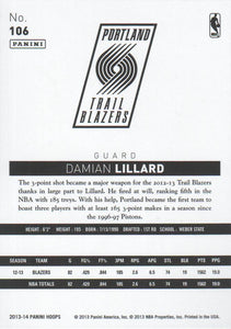 Damian Lillard 2013 2014 Hoops Series RED PARALLEL VERSION Mint Card #106