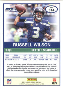 Russell Wilson 2019 Panini Score Series Mint Card #314