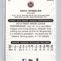 Zack Wheeler 2013 Finest Series Mint Rookie Card #71