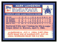 Mark Langston 1984 Topps Traded Series Mint Rookie Card #70T
