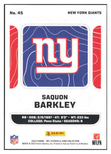 Saquon Barkley 2023 Panini NFL Sticker and Card Collection Card #45