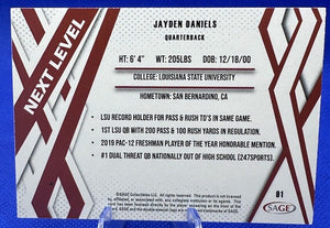 Jayden Daniels 2024 SAGE Next Level Silver Series Mint Card #81