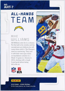 Mike Williams 2019 Score All Hands Team Series Mint Card #AHT-7