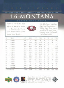 Joe Montana 2000 Upper Deck Legends Series Mint Card #71