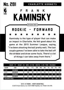 Frank Kaminsky 2015 2016 Panini Hoops Series Mint Rookie Card #281