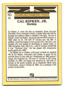 Cal Ripken Jr. 1985 Donruss Diamong King Series Mint Rookie Card #14