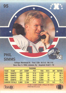 Phil Simms 1991 Fleer Stars and Stripes Series Mint Card #95