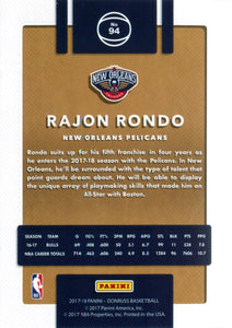 Rajon Rondo 2017 2018 Panini Donruss Series Mint Card #94