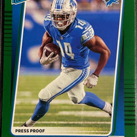 Copy of Amon-Ra St. Brown 2021 Donruss Mint Rated Rookie Card #284 GREEN PRESS PROOF Version