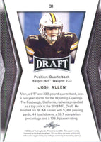 Josh Allen 2018 Leaf Draft Series Rookie Year Card #31 picturing this Buffalo Bills Star in his Wyoming College Jersey
