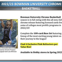2022 2023 Topps Bowman University Chrome Basketball Series Unopened Factory Sealed Blaster Box with Possible Victor Wembanyama Autographs