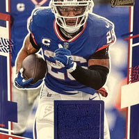 Saquon Barkley 2023 Panini Donruss Threads Series Mint Insert Card #DTH-SB Featuring an Authentic Dark Blue Jersey Swatch