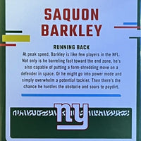 Saquon Barkley 2023 Panini Donruss Threads Series Mint Insert Card #DTH-SB Featuring an Authentic Dark Blue Jersey Swatch